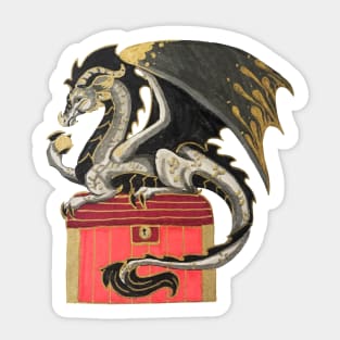 Dragon Guarding a Treasure Chest Sticker